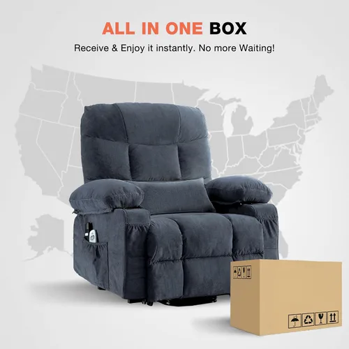 Miniatura 9 de MAHOMICO Silla reclinable eléctrica para personas mayores con masaje por vibración y calefacción lumbar, sofá reclinable eléctrico con bolsillo