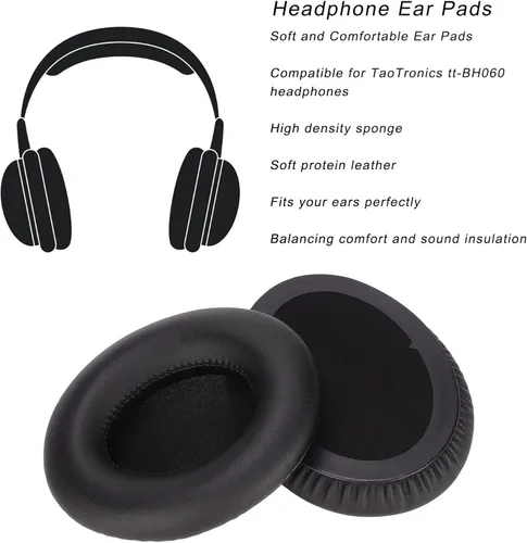 Miniatura 2 de Juego de almohadillas para los oídos, esponja de cuero de proteína suave, repuesto para auriculares TaoTronics TtBH060