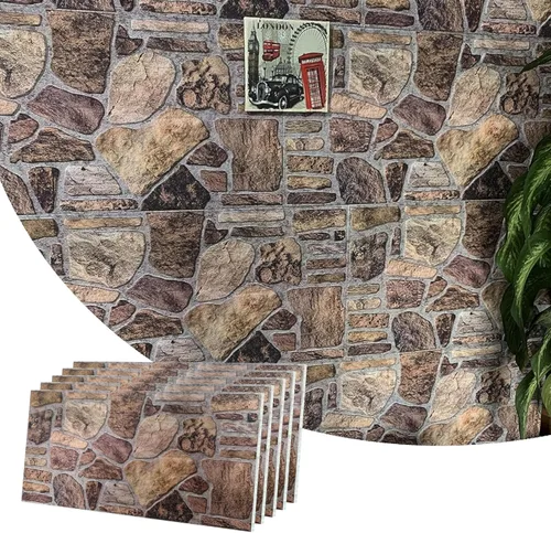 Dundee Deco Paneles de pared 3D – Revestimiento, paneles de pared con aspecto de piedra marrón y gris, revestimiento de espuma de poliestireno para