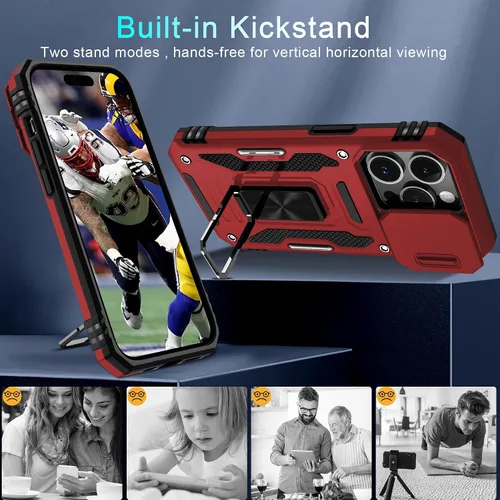 Miniatura 214 de DEERLAMN Funda para iPhone Xs Max con funda deslizante para cámara + protector de pantalla, soporte giratorio de anillo de grado militar a prueba
