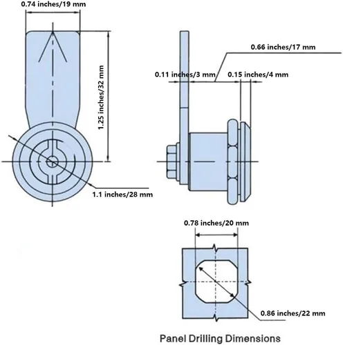 Miniatura 2 de Cerradura de leva tubular de acero inoxidable con cerradura plana y triangular, 4 unidades, para archivos y cajones importantes seguros (triangular)