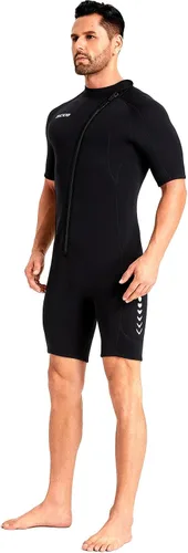 Miniatura 4 de ZCCO Traje de neopreno corto para hombre de 0.118 pulgadas (0.118 in) con cremallera frontal para buceo, natación, surf, esnórquel