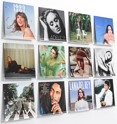 Miniatura 13 de Laurensory Estante para Discos de Vinilo de Montaje en Pared, Soporte Expositor de Álbumes de Acrílico Transparente de 12 Pulgadas, Estantes