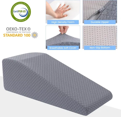 Miniatura 6 de HOMBYS Almohada de elevación de piernas para después de la cirugía, reemplazo y recuperación de rodilla, almohada de cuña para rodilla, cadera
