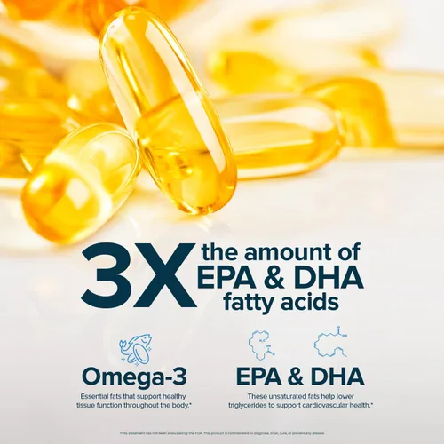 Miniatura 3 de Nature's Lab Aceite de pescado omega-3 de triple fuerza con EPA y DHA - Apoya la función cerebral saludable, la salud cognitiva y la circulación