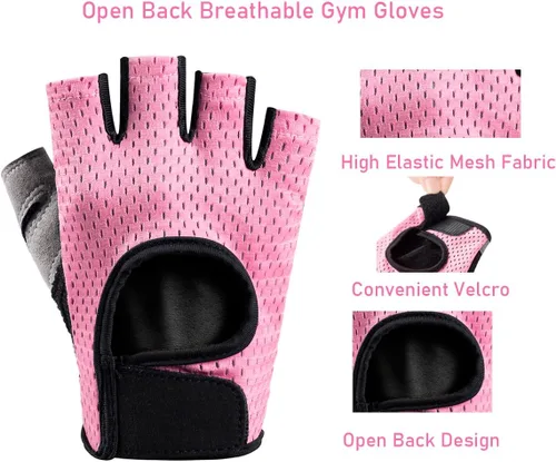 Miniatura 3 de Guantes de entrenamiento para hombres y mujeres, sin dedos, transpirables y protección completa de la palma de la mano, guantes de ejercicio