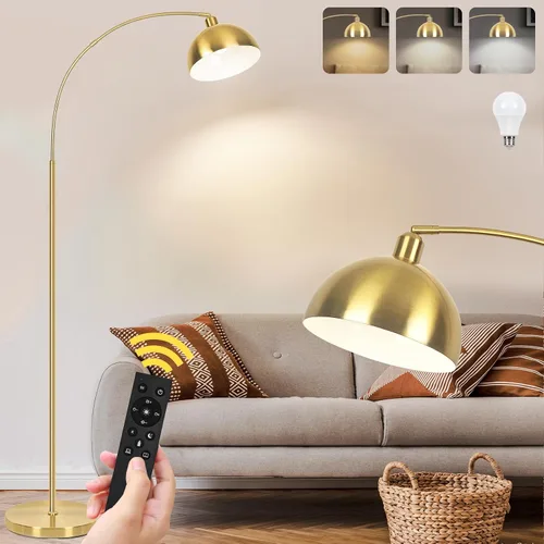 Miniatura 9 de 【Actualizado】 Lámparas de pie de arco negro para sala de estar - Lámpara de pie arqueada regulable con control remoto y bombilla LED de 9 W