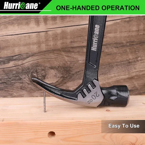 Miniatura 7 de HURRICANE Martillo de garra de 20 onzas con soporte magnético para clavos, martillo de garra recta con mango absorbente de golpes, martillo forjado