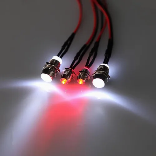 Miniatura 6 de Juego de 8 luces LED para coche RC a escala 1:10, 4 faros blancos y 4 luces traseras rojas