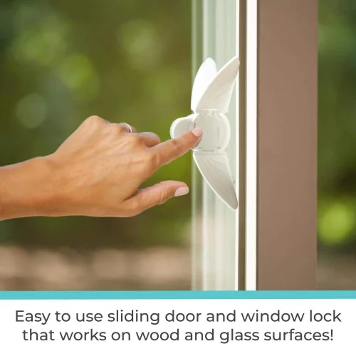 Miniatura 5 de Toddleroo by North States - Cerradura de puerta corredera y ventana para protección de bebés: Cerradura de puerta corredera para seguridad infantil