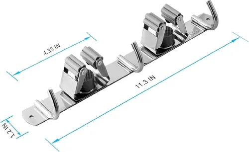Miniatura 3 de Soporte para escoba y trapeador montado en la pared, estante de almacenamiento para escobas, colgador de trapeador de acero inoxidable, soportes
