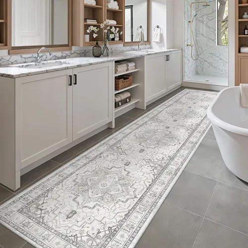 Miniatura 893 de Madane Tapete lavable de 2 x 10 pies para pasillo, cocina, recibidor, clásico, suave, antideslizante para interiores, casa de campo, baño, sala