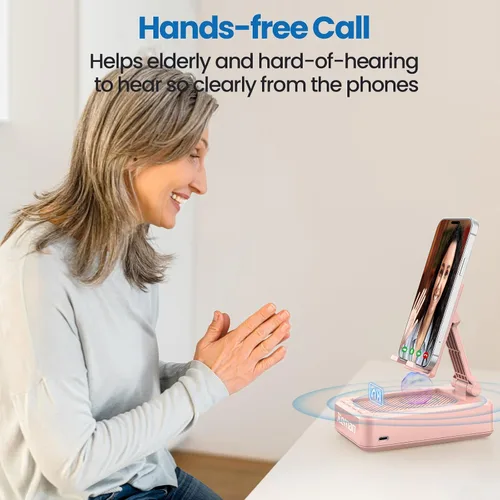 Miniatura 5 de JTEMAN Soporte para teléfono celular con altavoz Bluetooth, regalos de cumpleaños para mujeres y hombres, accesorios de cocina para hombres, Rosa