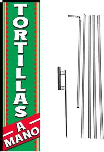 Miniatura 11 de Pupusas - Bandera rectangular de plumas con kit de poste y pico de tierra para restaurantes, mercados, propietarios de negocios