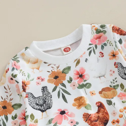 Miniatura 4 de Kaipiclos Ropa de otoño e invierno para bebé niña, sudadera con estampado floral, camisa de manga larga, pantalones, ropa