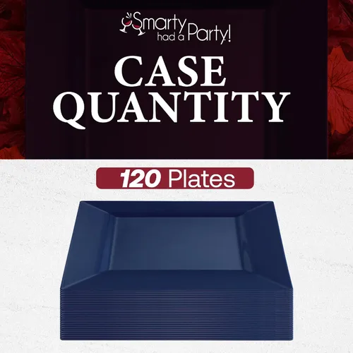 Miniatura 6 de Smarty Had A Party Platos desechables de plástico para postre, platos de ensalada cuadrados azules resistentes de 6.5 pulgadas para aperitivos, Azul