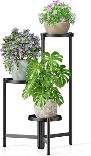 Miniatura 8 de Soporte escalonado para plantas al aire libre de 3 niveles para interiores, estante de flores de metal para múltiples plantas, soportes altos