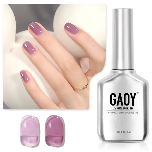 GAOY Esmalte de uñas de gel color lila nude, 16ml, esmalte de gel neutro traslúcido que se quita con remojo, curado con luz UV para arte de uñas