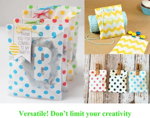 Miniatura 7 de Bolsas de papel biodegradables para galletas de caramelo, bolsas de regalo seguras para alimentos para botín de fiesta, golosinas de bufé, 100 Rosa