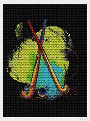 YEEIFFD Kits de pintura de diamantes de hockey sobre campo, arte de diamantes, pintura de diamantes para decoración de pared y hogar, 12 x 16