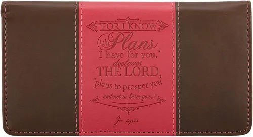 Billetera y chequera de cuero sintético y mensaje cristiano, guarda duplicados de cheques y tarjetas de crédito, para mujeres y hombres, Jeremiah,
