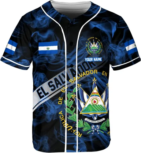 Miniatura 3 de Camiseta de béisbol de El Salvador con nombre personalizado, camisa de bandera de El Salvador, camiseta del orgullo salvadoreño, camiseta de El