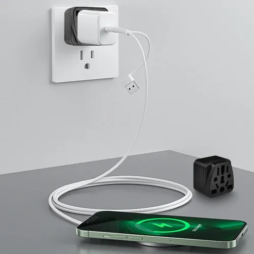 Miniatura 5 de Paquete de 2 adaptadores de enchufe de viaje de EE. UU., UE, Reino Unido, AU, CN, NZ, a Estados Unidos (tipo B), enchufe de pared de 3 clavijas