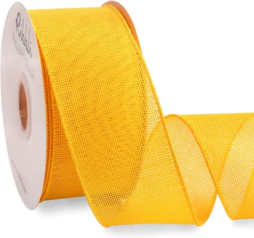 Miniatura 27 de Ribbli Cinta de arpillera natural con alambre, 1 pulgada x 20 yardas continuas, cinta de borde con alambre para coronas, lazos grandes, decoración