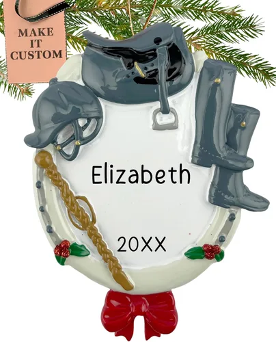Miniatura 10 de Adorno ecuestre personalizado 2024 – Personalización rápida y gratuita las 24 horas – Adorno de Navidad de equitación para árbol – Recuerdo de Marrón