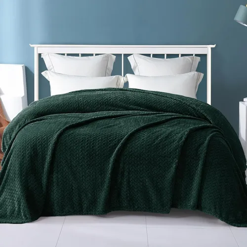 Miniatura 2 de Exclusivo Mezcla - Manta de forro polar tamaño individual para cama, 90x66 pulgadas, mantas suaves y acogedoras de franela jacquard, ligeras y Verde