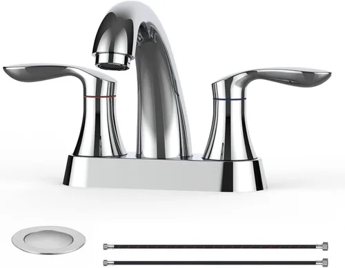 Miniatura 20 de Grifo de lavabo de baño, grifo para lavabo de baño, grifo de baño de níquel cepillado extendido de 3 orificios con desagüe emergente de acero