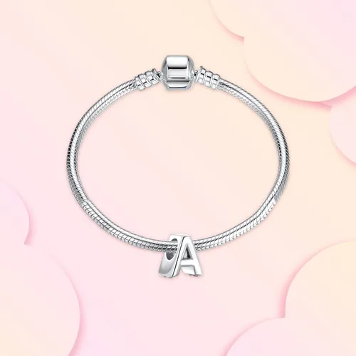 Miniatura 2 de Annmors Charms A-Z Alphabet Charm 925 Sterling Silver Heart Alphabet Dangle Beads for Bracelets & Necklaces