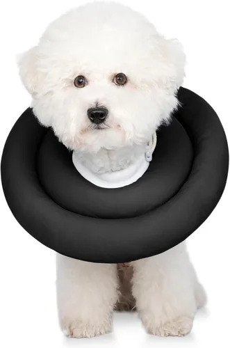 Miniatura 14 de Cómodo y ajustable cono de perro suave alternativo después de la cirugía – Collar isabelino de dona para gatos, perros medianos y perros pequeños