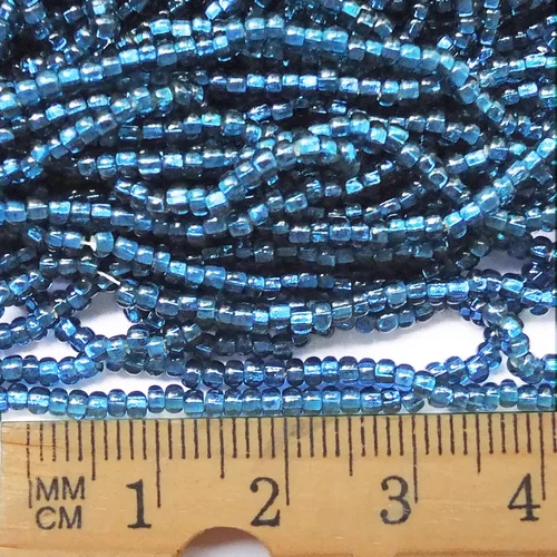 Miniatura 2 de Cuentas de semillas 10/0 checa verde azulado azul verde forrado plata vidrio Rocailles (paquete de una madeja)
