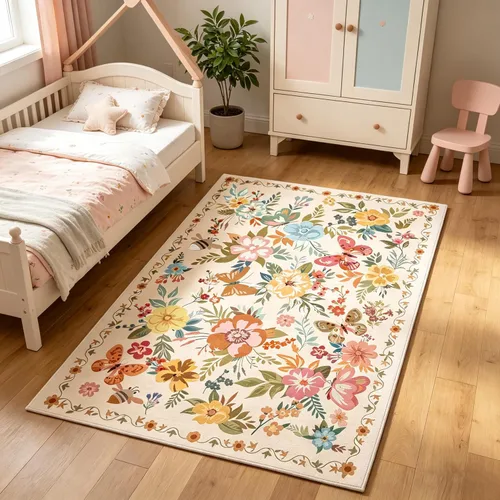 Miniatura 69 de Ukeler - Alfombra rústica con diseño floral para sala, dormitorio, comedor, Country rústico, Azul (luxury blue)