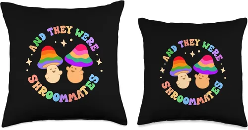 Miniatura 3 de Shroommates! Cute Groovy Gay Rainbow Mushroom Fans And They Were Shroom Mates Roommates Funny Pride Queer Joke - Almohada de 16 x 16 pulgadas