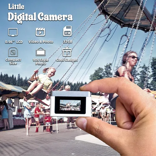 Miniatura 2 de Mini cámara digital, mini cámara retro, sensación de fotografías antiguas de los años 90, tamaño llavero, regalos de cumpleaños, 32 GB incluidos