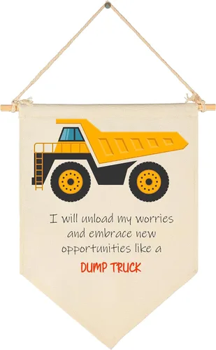 Vehículo de construcción de transporte para pared, afirmaciones positivas para niños, decoración de bandera, regalo para bebés recién nacidos,