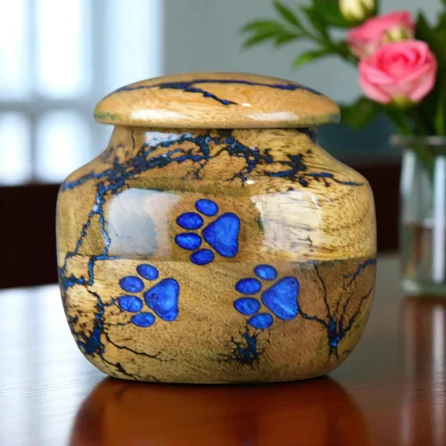 Miniatura 2 de Urna de cremación de madera para cenizas de mascotas, urna de recuerdo de resina para perros, caja decorativa para entierro y conmemoración