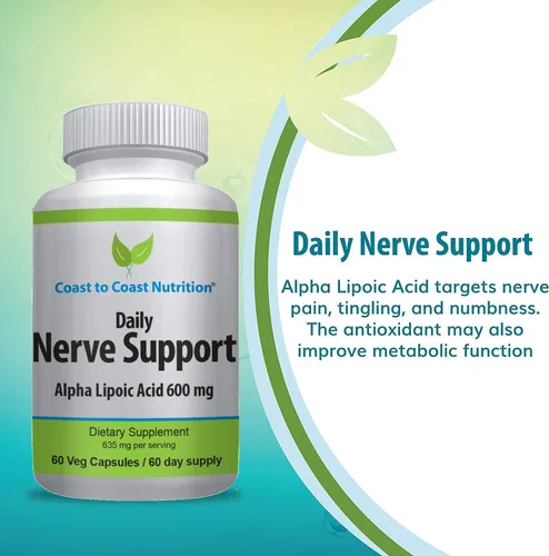 Apoyo nervioso – Alivio avanzado de los nervios con ácido alfa lipoico 600 mg – Vitaminas nerviosas para aliviar los dolores de manos, piernas y