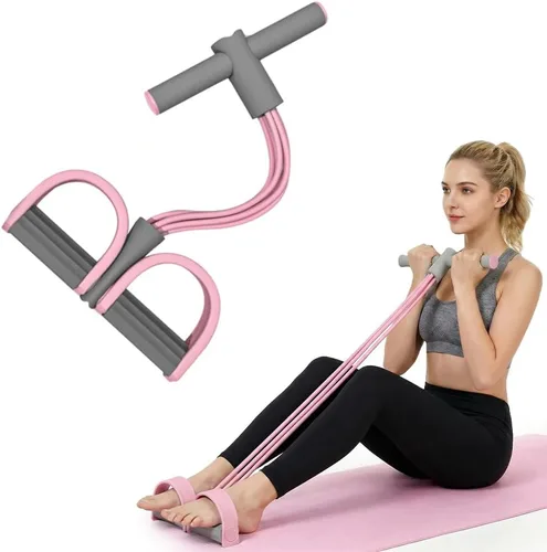 Miniatura 9 de Bandas de resistencia de pedal con asas, banda de resistencia elástica mejorada para yoga, pedal de entrenamiento manual de 6 tubos, bandas