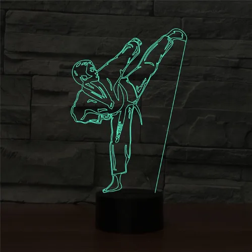 Miniatura 3 de Luz nocturna 3D para niños, lámpara LED de karate taekwondo con control remoto, 16 colores cambiantes, acrílico, regalo de cumpleaños para niños