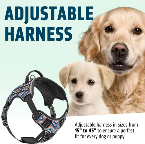 Miniatura 9 de Dogline Quest - Arnés para perro sordo sin tirones con parches reflectantes extraíbles y reflectantes, suave y cómodo, chaleco para perro con Negro
