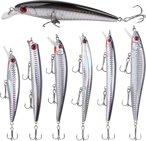 Jerkbait - Kit de señuelos de pesca de agua salada, señuelos de pesca de surf, señuelos para buceo profundo, Jerkbait Popper Plugs Hard Minnow