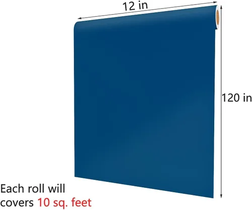 Miniatura 7 de Decotalk Papel adhesivo azul para encimeras, papel adhesivo azul marino, impermeable, para despegar y pegar, papel tapiz para gabinetes, papel tapiz