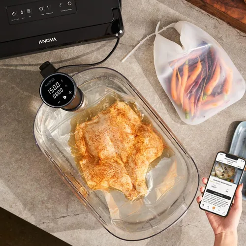 Miniatura 3 de Anova Precision Cooker 3.0 y ANVS01-US00 Anova Precision Vacuum Sealer, incluye 10 bolsas precortadas, para almacenamiento de alimentos y vacío