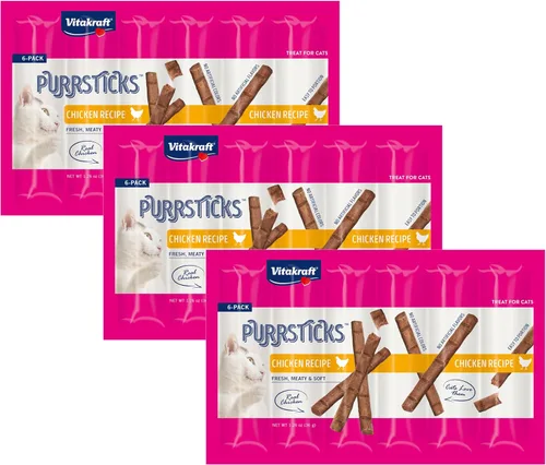 Miniatura 9 de Vitakraft PurrSticks - Golosinas suaves nutritivas y saludables para gatos, palitos de carne asada al horno suavemente para gatos con 70% de carne