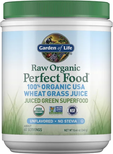 Garden of Life Raw Organic Perfect Food 100% orgánico jugo de pasto de trigo de Estados Unidos – Polvo de superalimentos verdes en jugo, 60