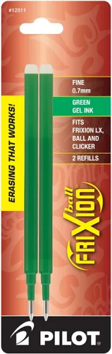 PILOT FriXion - Recambios de tinta de gel para bolígrafos borrables, punta fina, 0.028 in, tinta verde, paquete de 2 (12511)