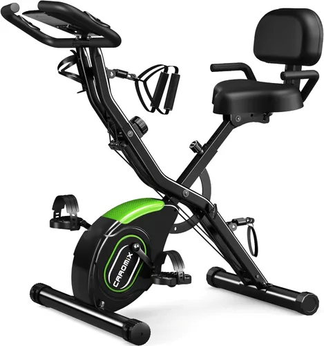 Caromix - Bicicleta estática plegable, 5 en 1, bicicleta magnética estacionaria, bicicleta vertical para interiores, entrenamiento en casa,